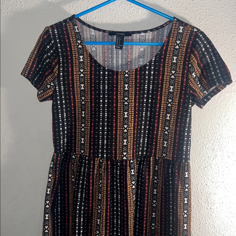 Forever 21 Black and Orange Patterned Top